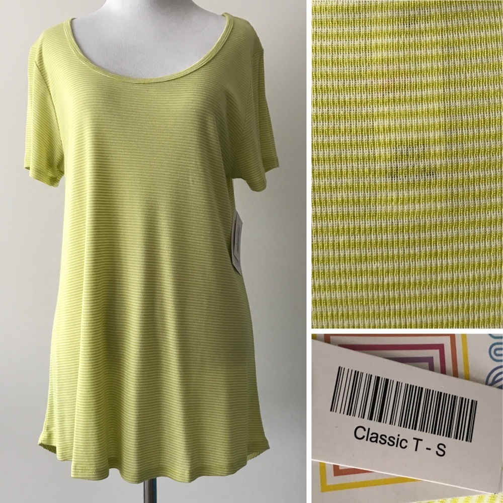 LuLaRoe Classic T size S bright yellow micro striped ~ NWT NEW tee shirt top